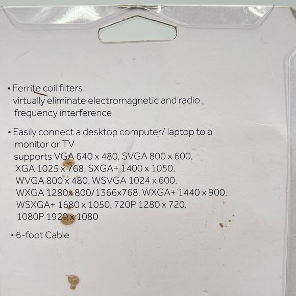 Radio Shack GigaWare SVGA 6' Monitor Cable PC or MAC to TV Ferrite Coil Filters - Picture 6 of 8